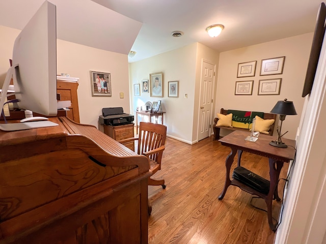 office area featuring light hardwood / wood-style floors