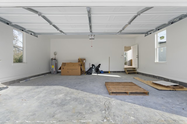 garage featuring water heater