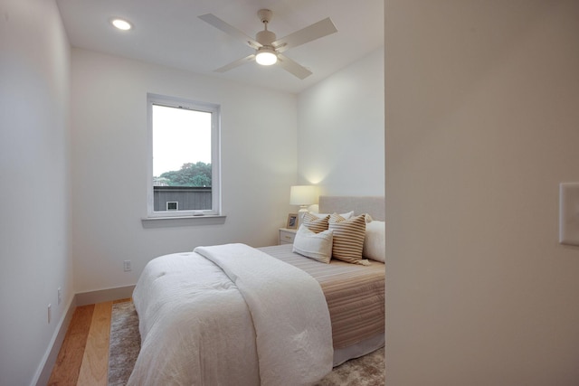 724 W Bell Ave # 110, Chattanooga, TN 37405 - bedroom featuring baseboards, recessed lighting, a ceiling fan, and light wood finished floors