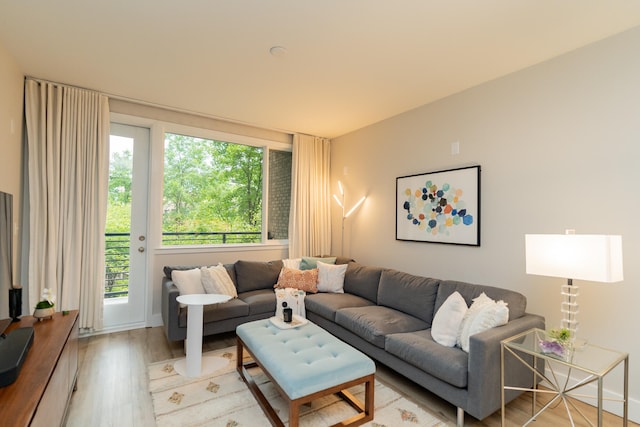 living room with light wood-type flooring