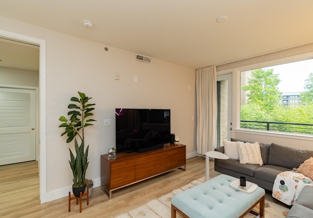 living room featuring light hardwood / wood-style floors