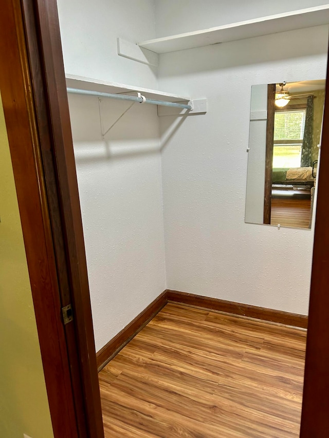 walk in closet featuring hardwood / wood-style flooring