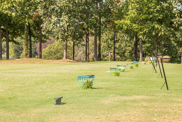 view of property's community with a yard