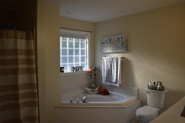 bathroom featuring a bathing tub and toilet