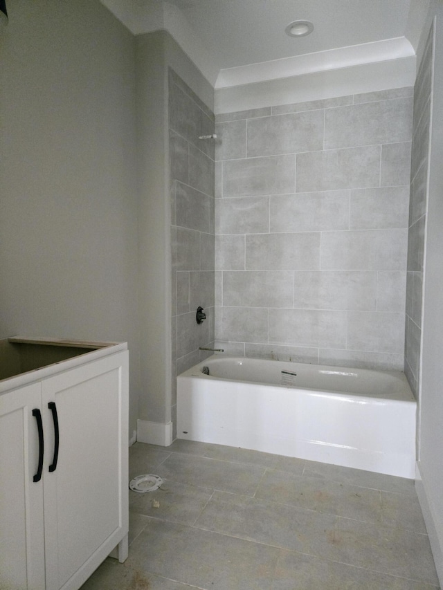 bathroom with bathtub / shower combination and tile patterned flooring