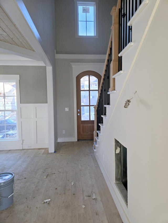 foyer with a towering ceiling and a wealth of natural light