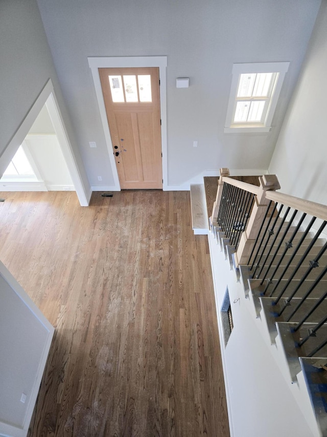 foyer with hardwood / wood-style flooring