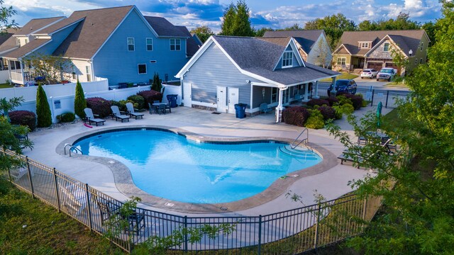 view of pool featuring a patio