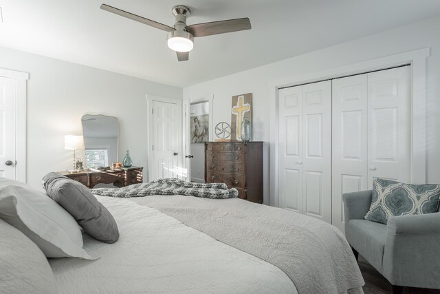 bedroom featuring ceiling fan