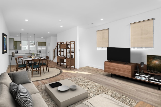 living room with light wood-type flooring