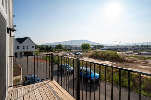 balcony featuring a mountain view