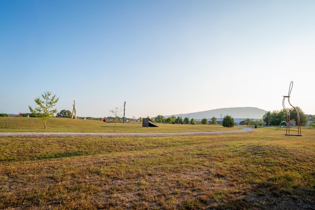 view of yard with a mountain view