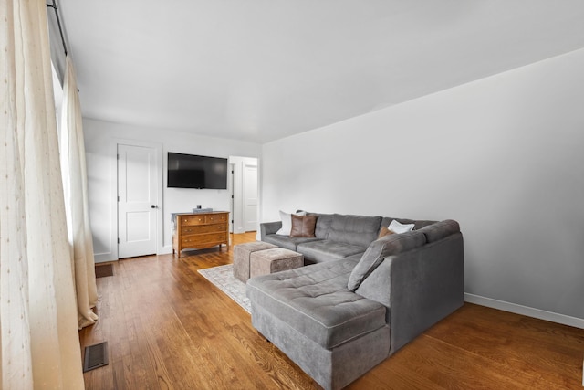 living room with wood-type flooring