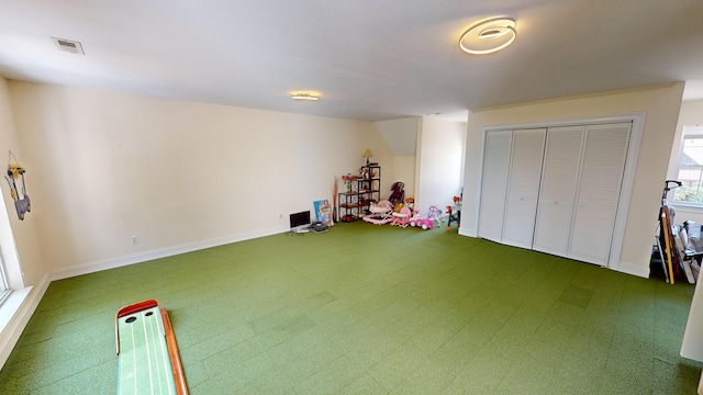 game room with carpet flooring