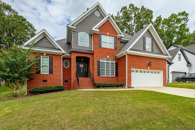 106 Woodpecker Pl, Ringgold, GA 30736 - traditional home featuring roof with shingles, a front lawn, brick siding, a garage, and concrete driveway