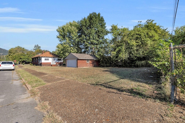 exterior space with a garage