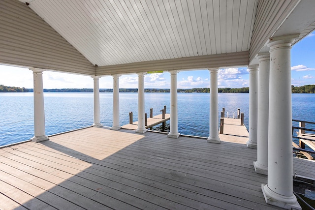 view of dock featuring a water view