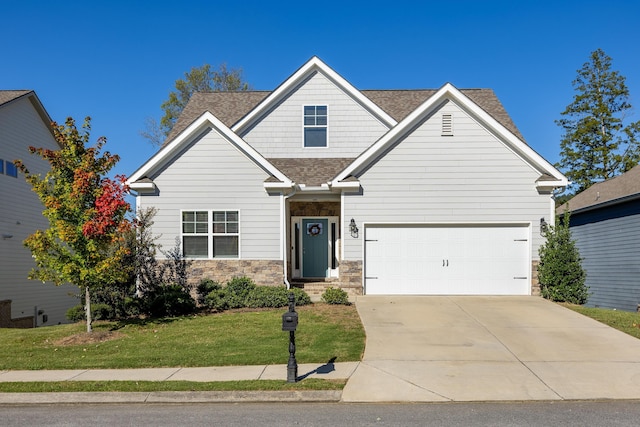 craftsman-style home with a front lawn