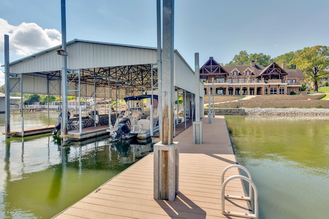 dock area featuring a water view