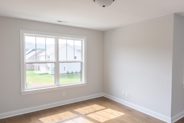 unfurnished room with light hardwood / wood-style floors and plenty of natural light