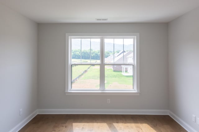 spare room with light wood-type flooring