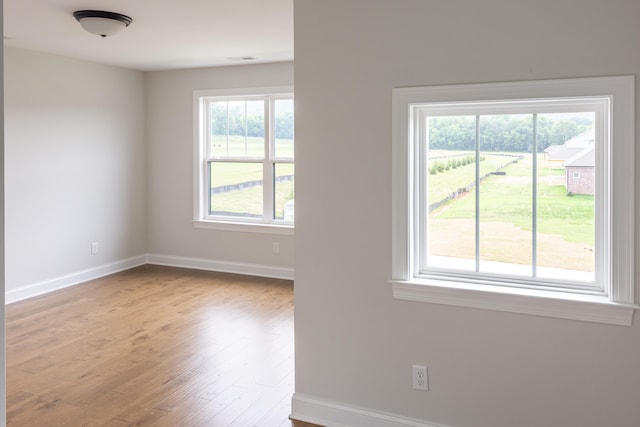 empty room with light hardwood / wood-style flooring and a wealth of natural light