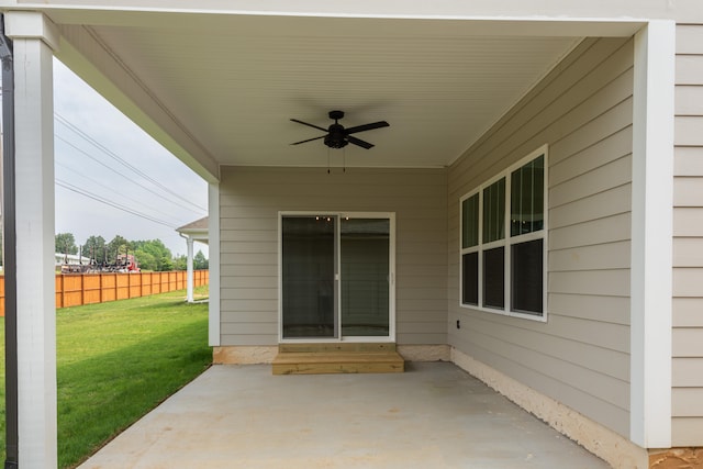 view of patio / terrace with ceiling fan