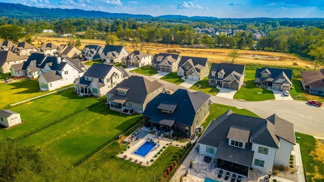 drone / aerial view with a mountain view