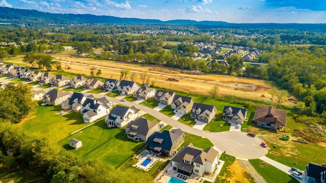 aerial view with a mountain view