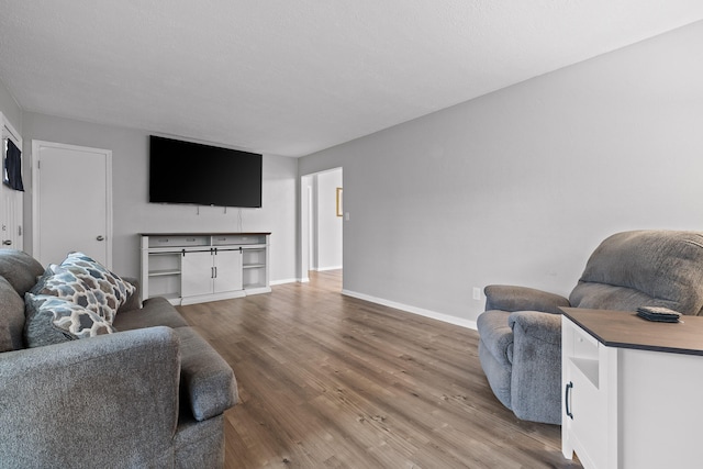 living room with hardwood / wood-style floors