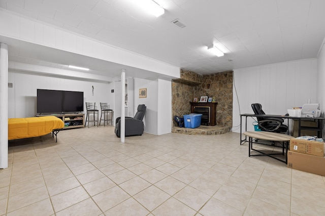 view of tiled living room