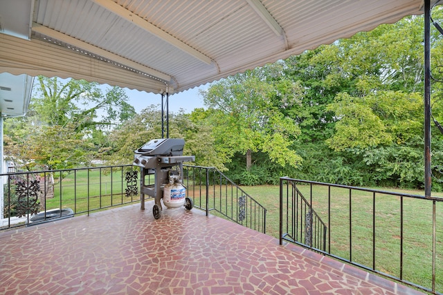 view of patio / terrace featuring a grill