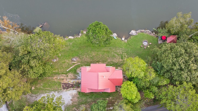 bird's eye view featuring a water view