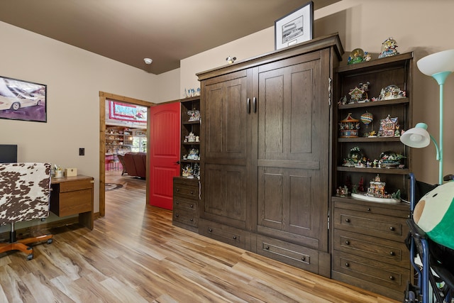 home office featuring light hardwood / wood-style floors