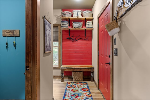 mudroom featuring light hardwood / wood-style flooring