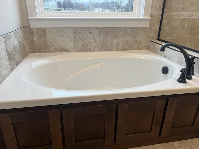 bathroom with a healthy amount of sunlight and a washtub