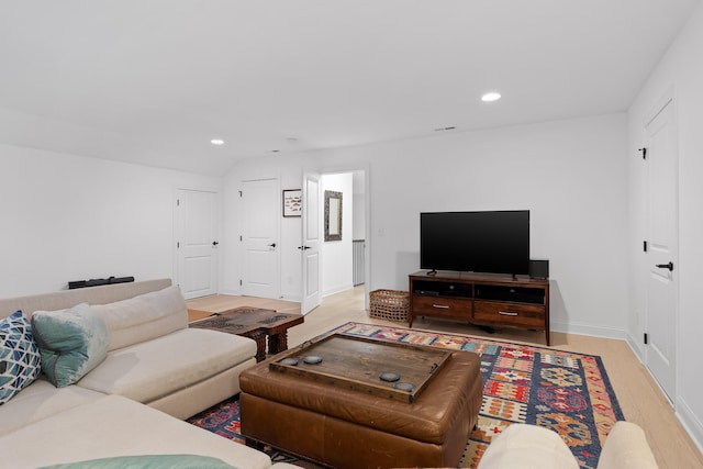 living room featuring light hardwood / wood-style floors