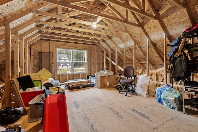 view of unfinished attic