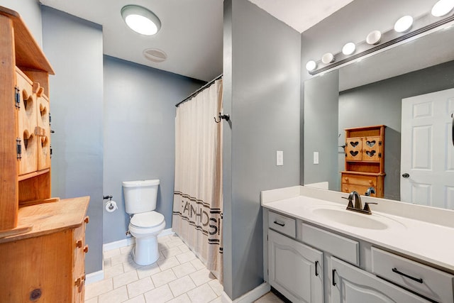 bathroom with tile patterned floors, vanity, and toilet