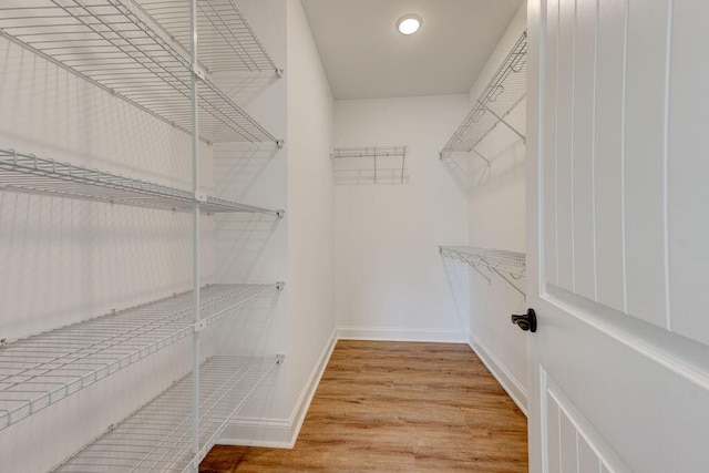 walk in closet featuring light hardwood / wood-style floors