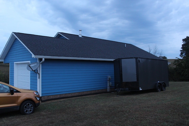 exterior space with a garage