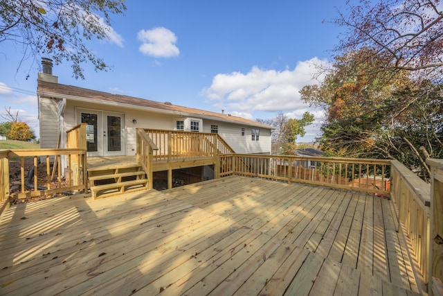 wooden deck with french doors