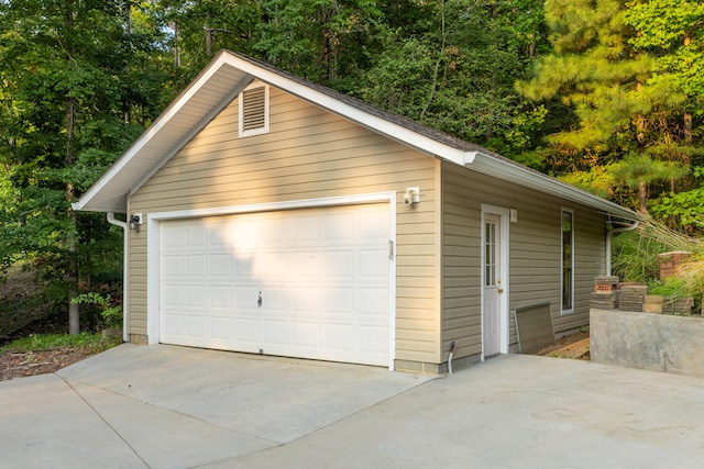 garage with wooden walls