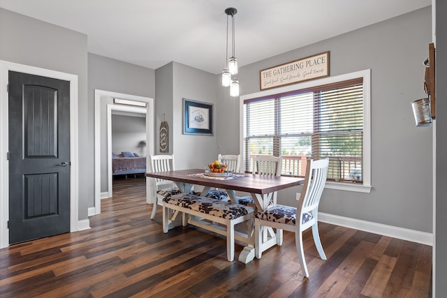 dining space featuring dark hardwood / wood-style floors