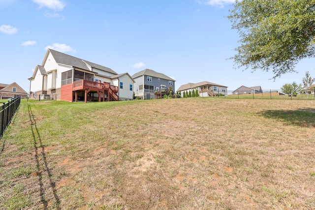 view of yard with a deck