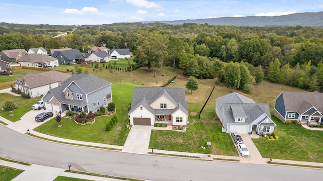 aerial view with a mountain view