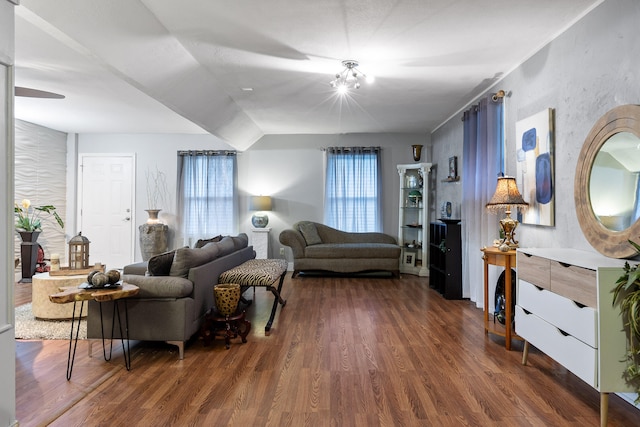 living room featuring dark hardwood / wood-style floors