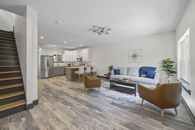 living room featuring light hardwood / wood-style floors