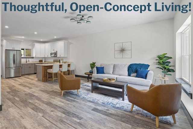 living room featuring light hardwood / wood-style floors