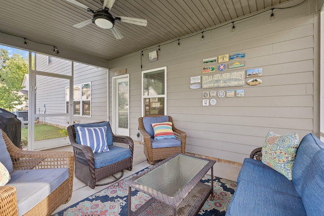 view of patio / terrace featuring an outdoor hangout area and ceiling fan